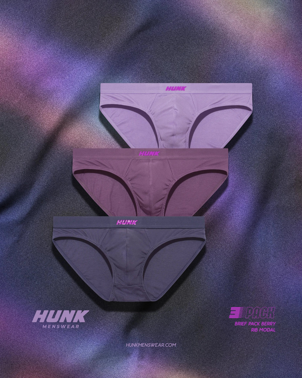 Kit com 3 Cuecas Slip Berry